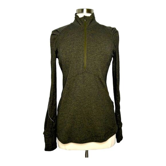 Lululemon Extra Mile 1/2 Zip Heathered Utilitarian/Black Size 8 Funnel Neck - Picture 2 of 16